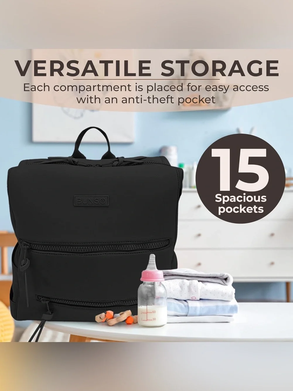 Bunso neoprene Diaper Backpack – 15 Pocket Baby Organizer